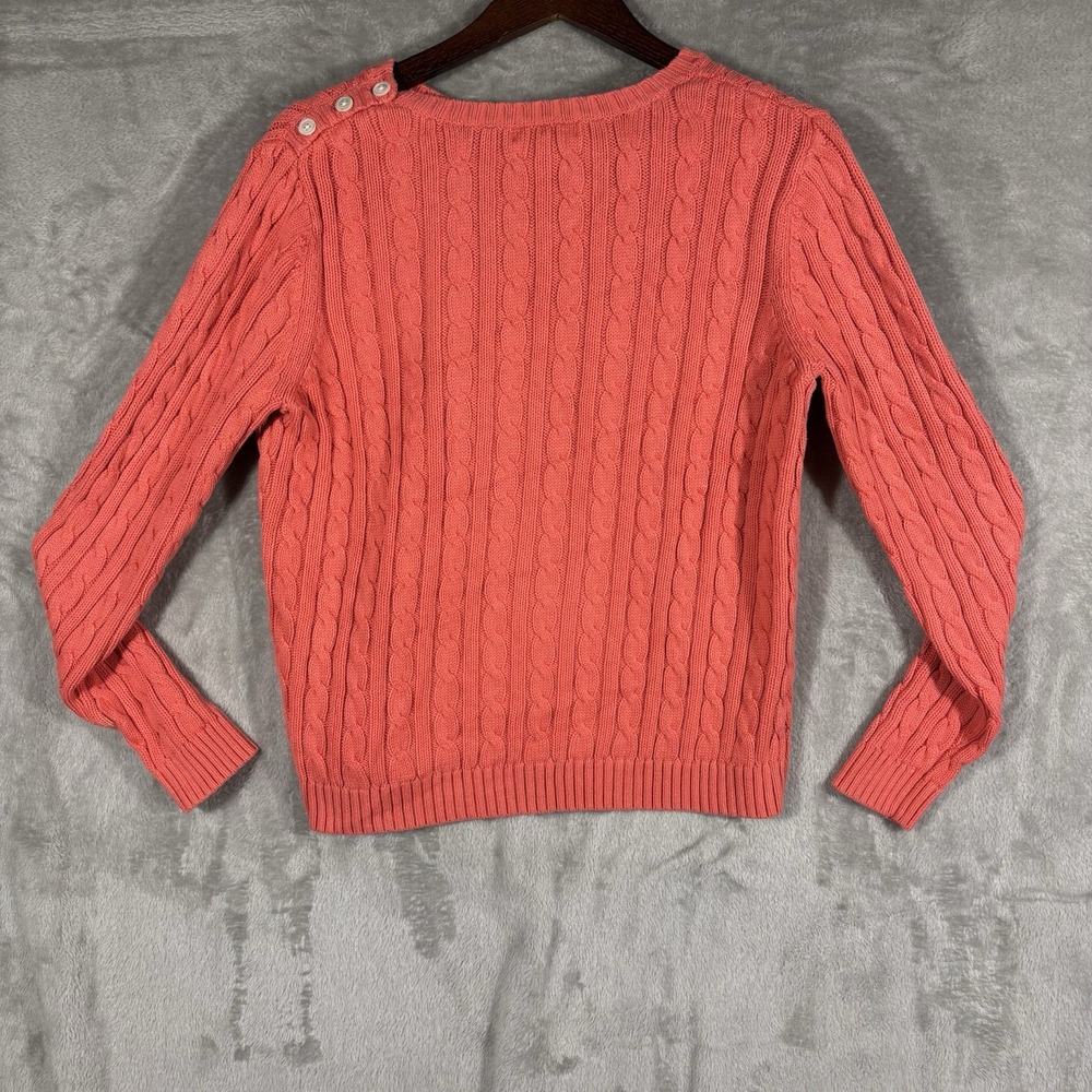 Lands' End Pullover Sweater Girls 14-16 Pink Cotton Knit Classic Preppy - Picture 7 of 8